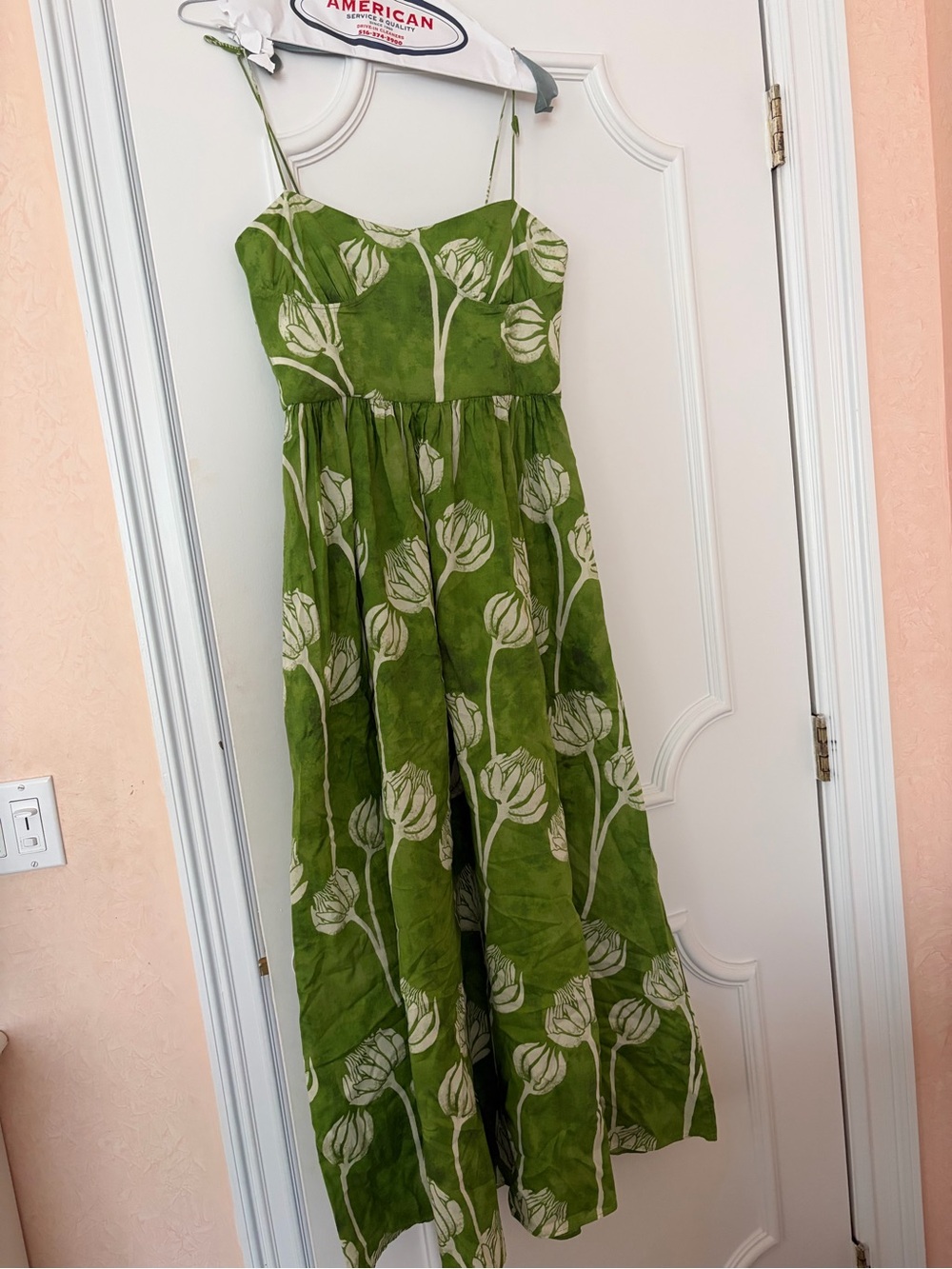 Zara Green Floral Maxi Dress Women’s Size S Spaghetti Strap Summer Dress